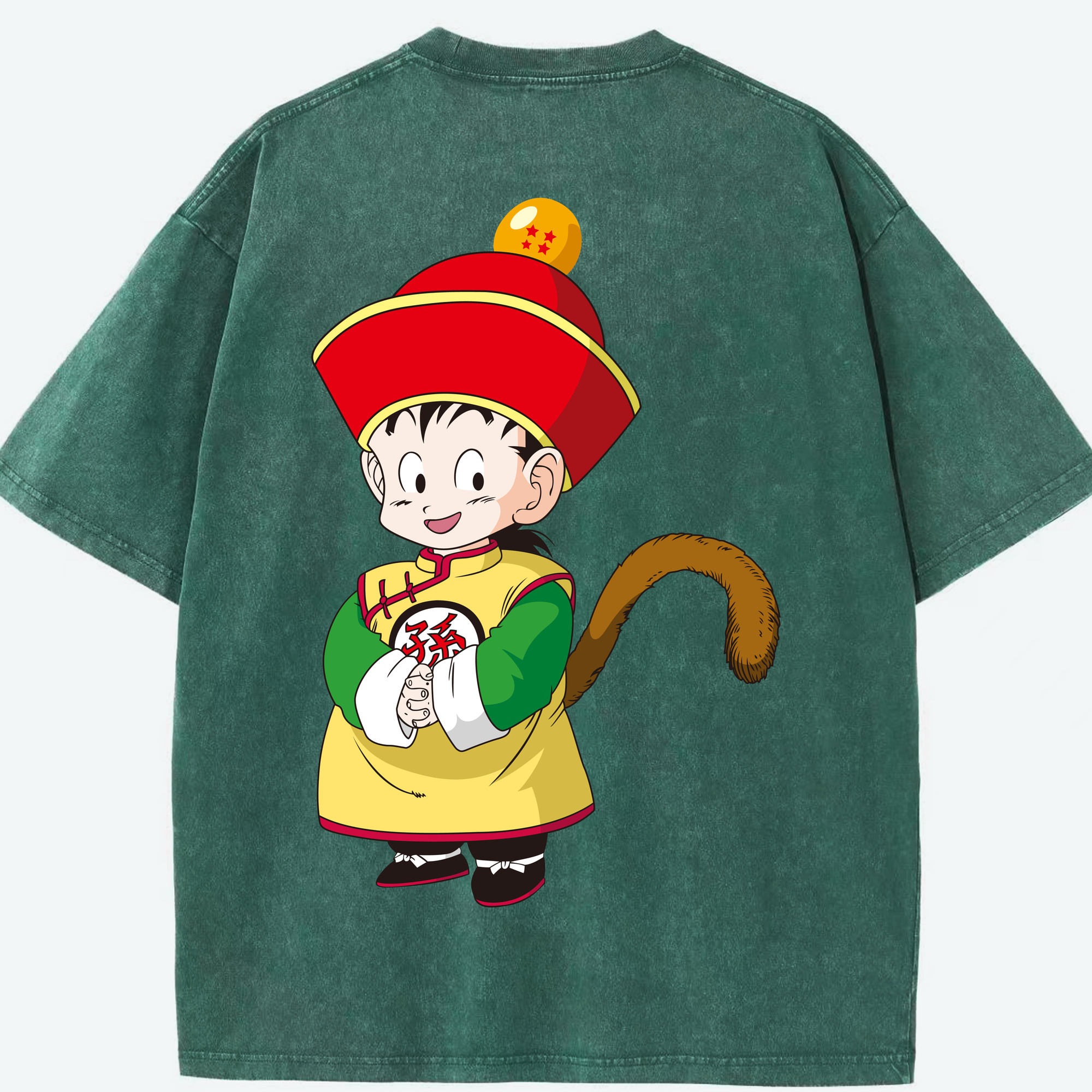 （画像用） ドラゴンボール 孫悟空（そん ごくう）Son Goku カカロット DRAGON BALL Kakarotto 綿100% ヴィンテージ風 半袖Tシャツ（背面プリント）